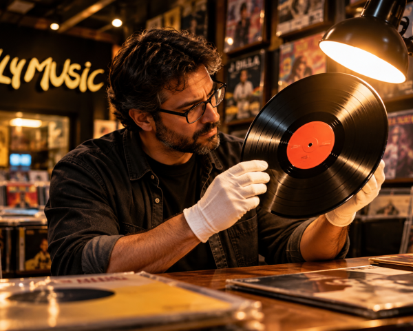 Inspecting Vinyl Beneath the OnlyMusic Glow